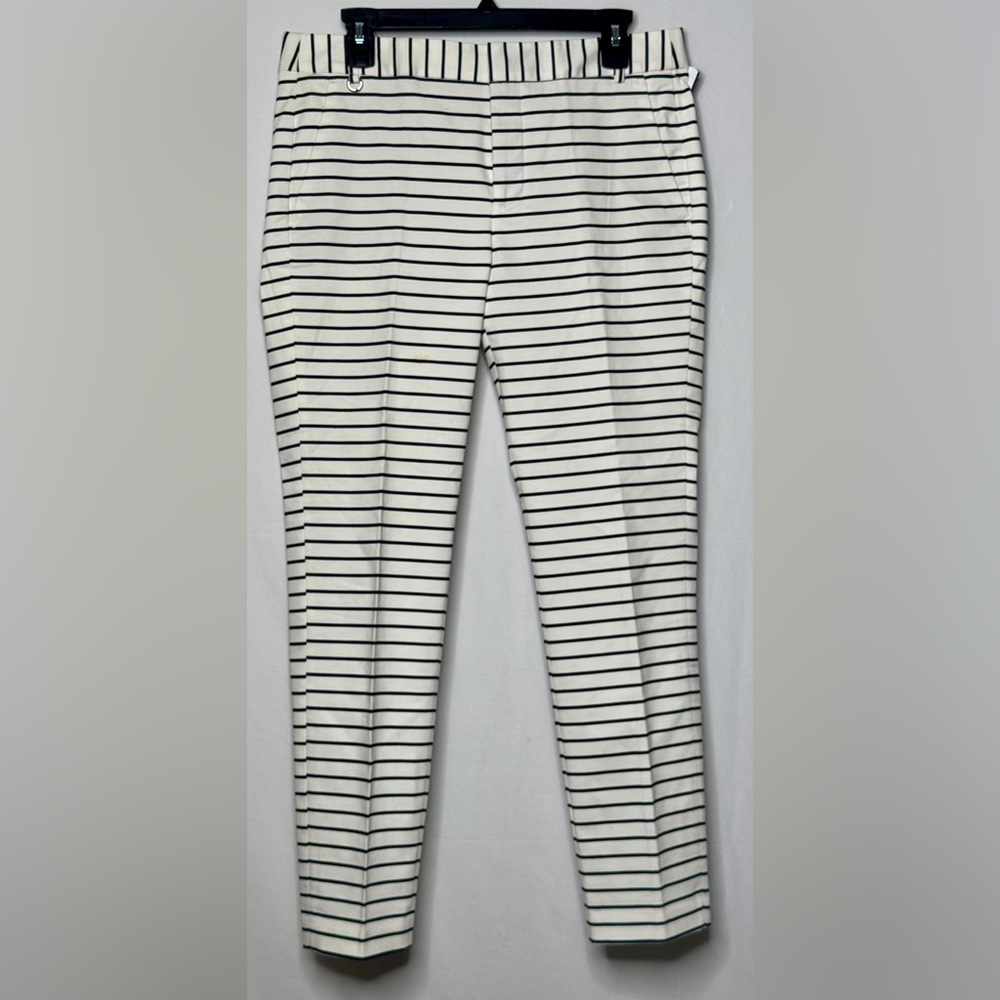 Zara Blue and White Striped Straight Leg  Cropped Dress Pants‎ Size 08